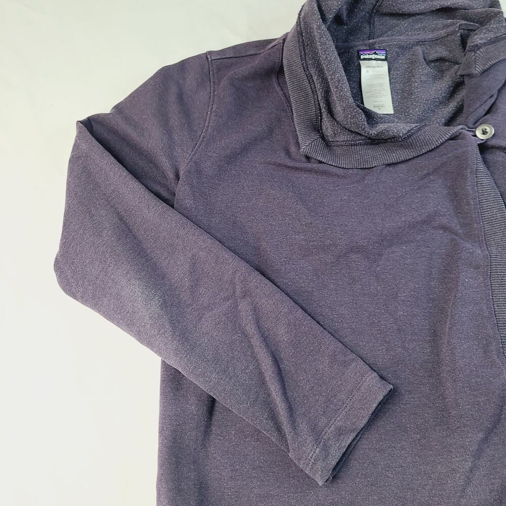 Patagonia At Sea Wrap Cardigan Purple Organic Cotton Blend Cozy Crossover Medium - Picture 9 of 13